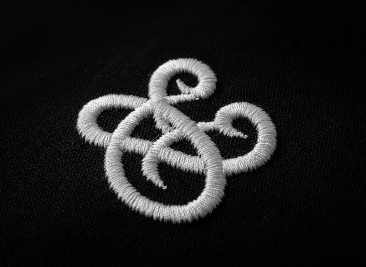 Stick auf schwarzem Textil im Detail